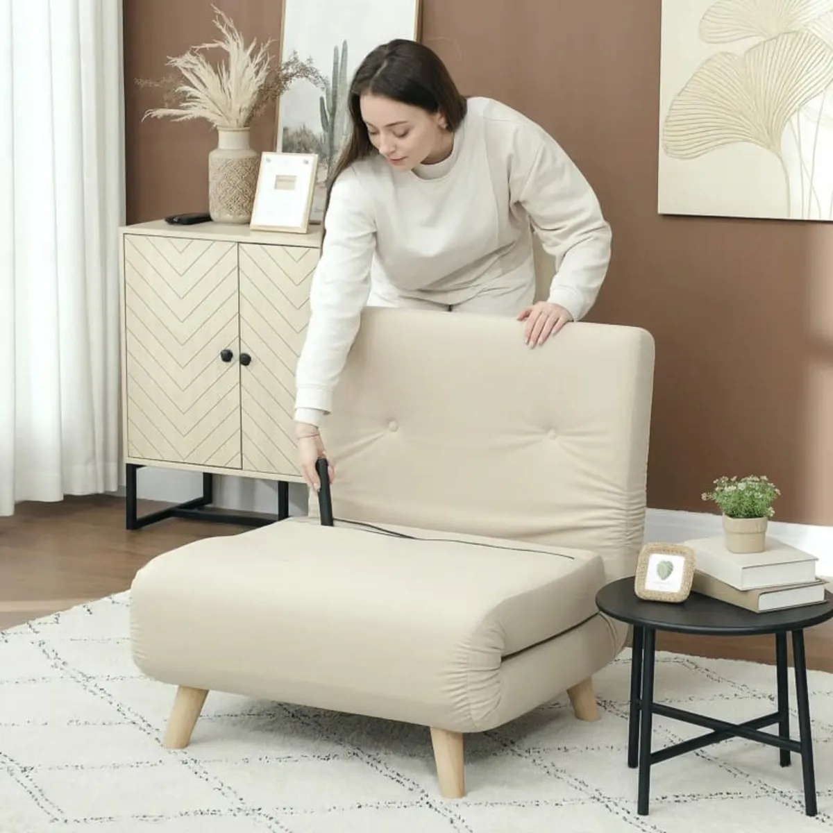 Folding armchair with bed function, foldable recli - Image 2