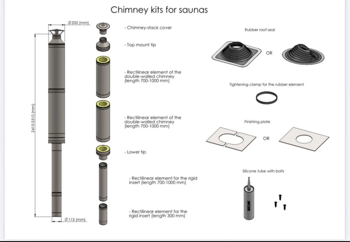 Sauna stove chimney kit