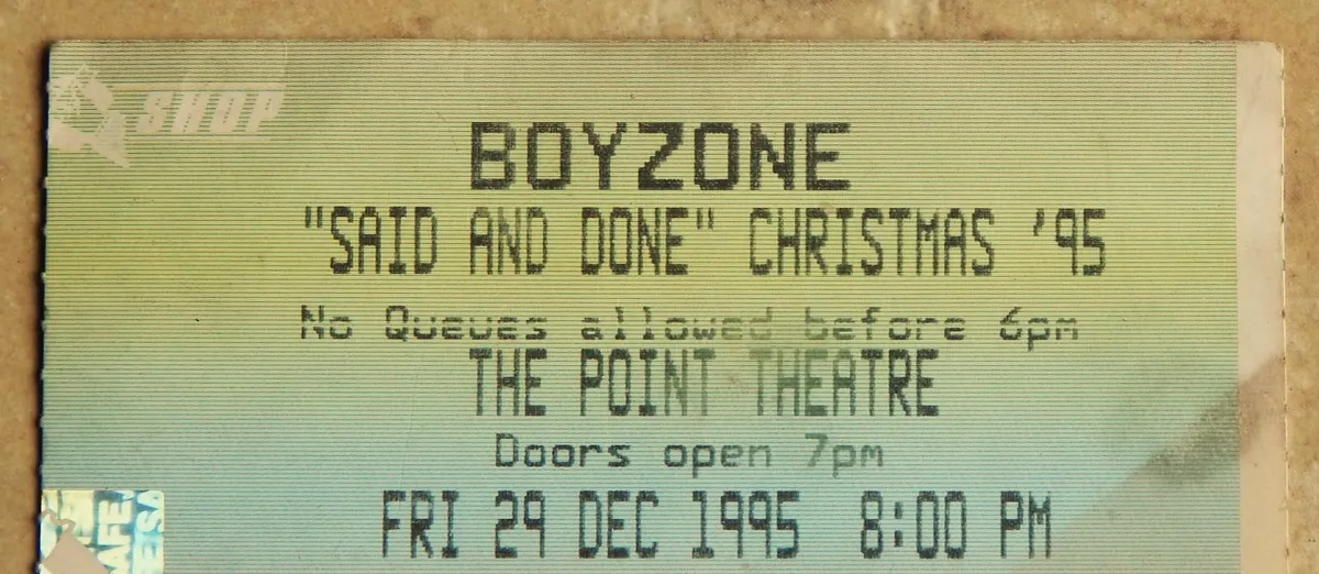 Souvenir Boyzone Said And Done Concert Ticket - Image 2