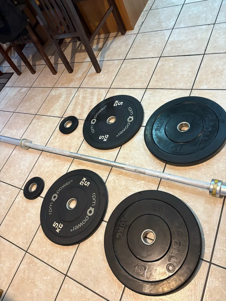 CHEAP, APOLLO + RPM BUMPER PLATES,20KG OLYMPIC BAR - Image 3