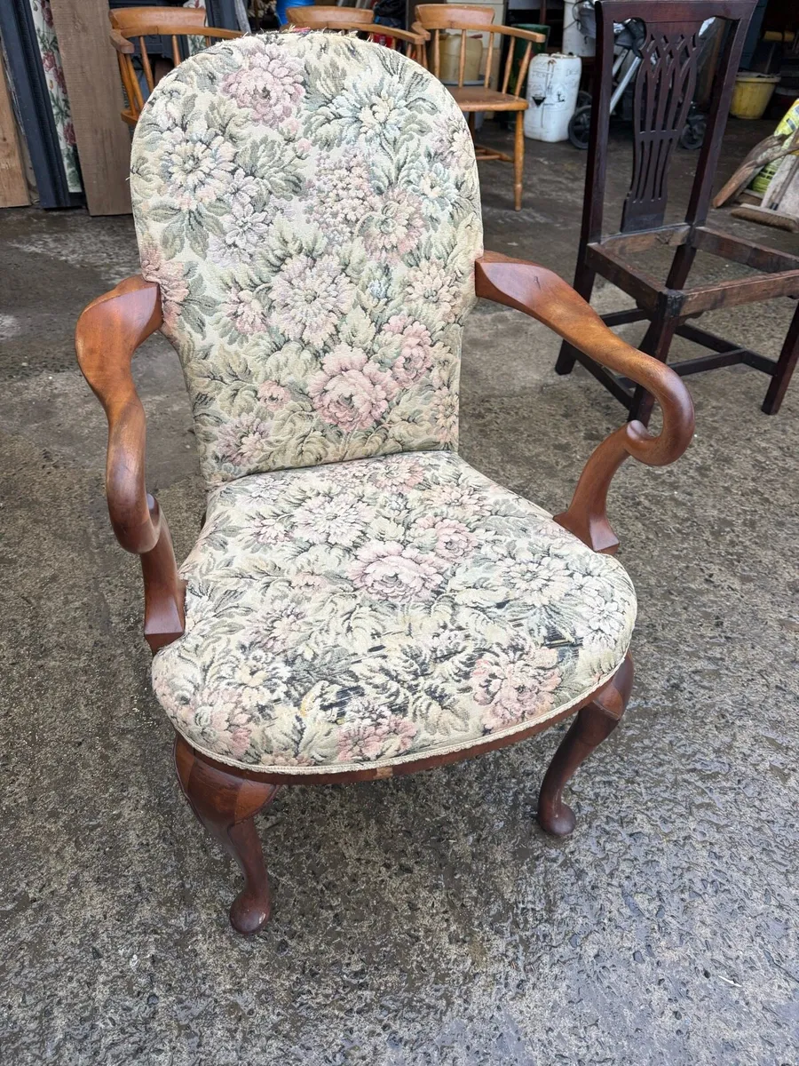 Antique Queen Anne Chair for recovering. - Image 2