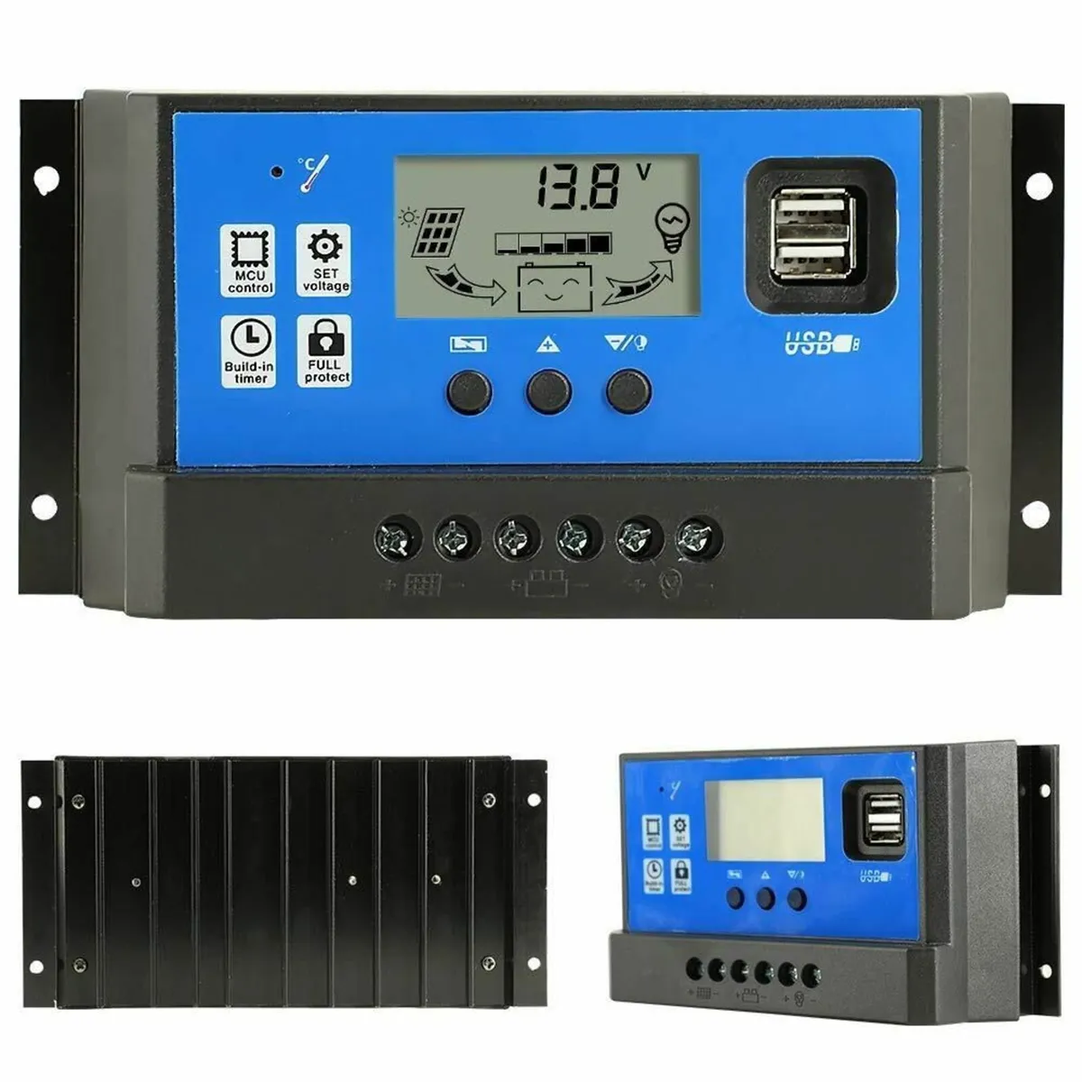 LCD Solar Charge Controller with Dual USB - Image 2