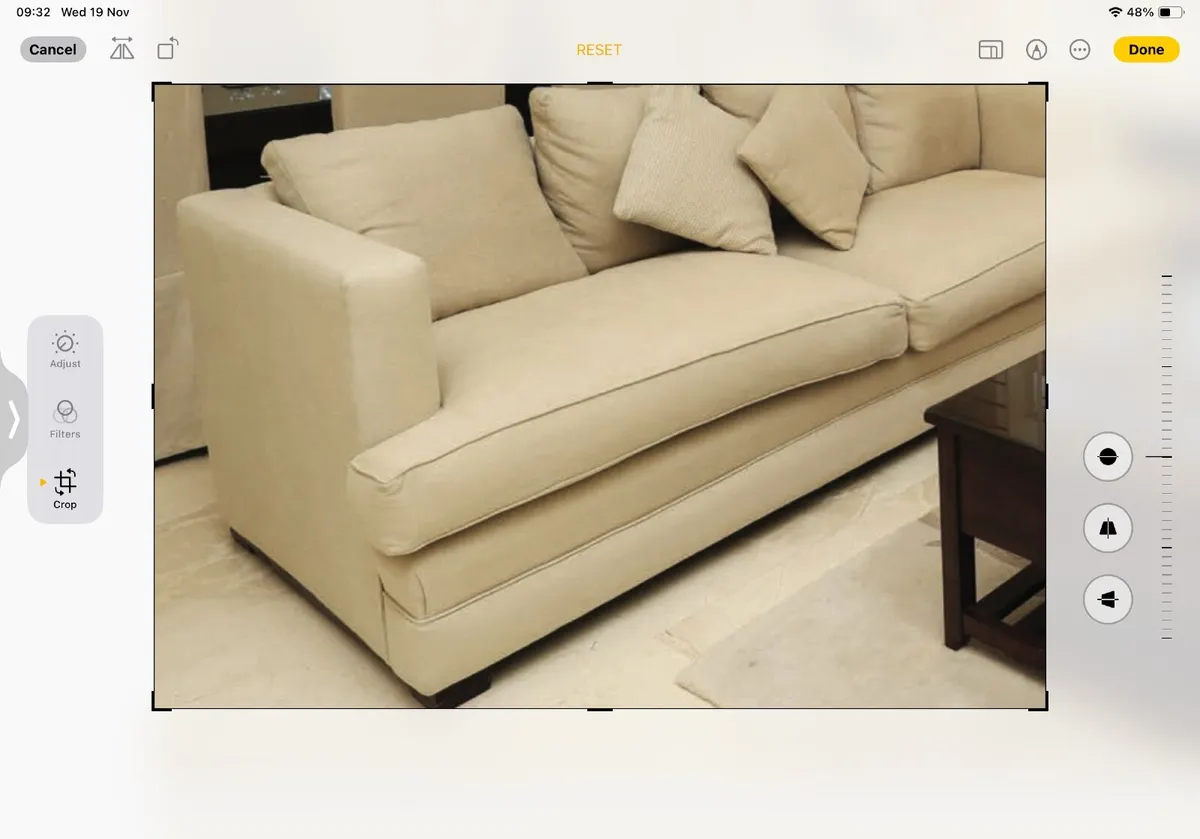 Large Cream 7 foot sofa - Image 1