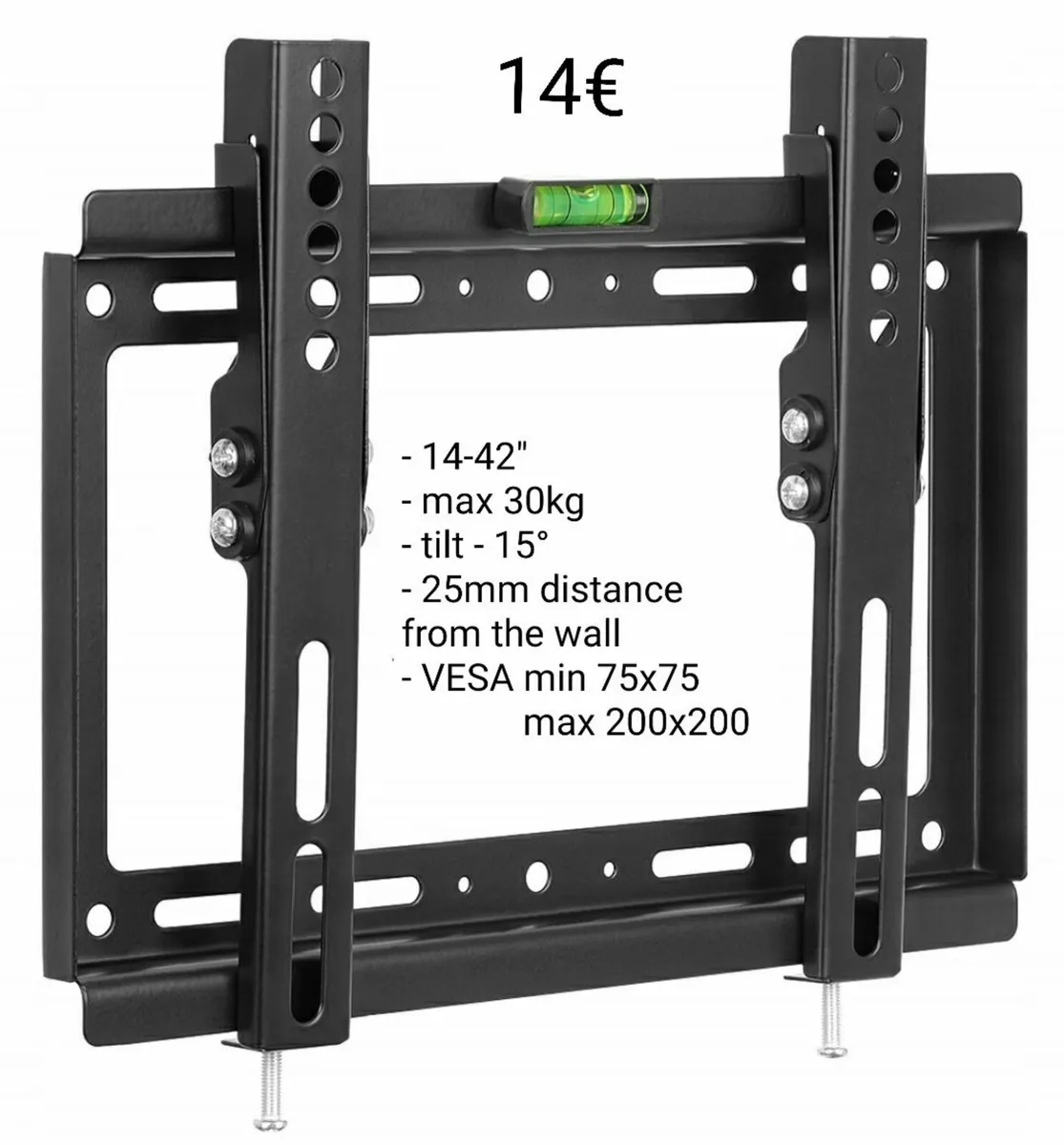 Tv Wall Mount Bracket Flat Tilt 14" - 42" - Image 1