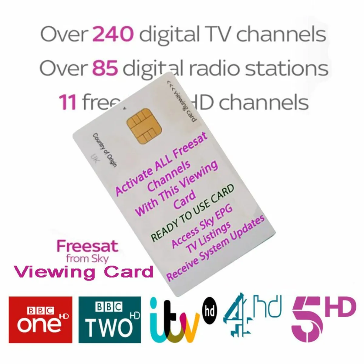 FREESAT VIEWING CARD ACTIVATED FOR UK CHANNELS