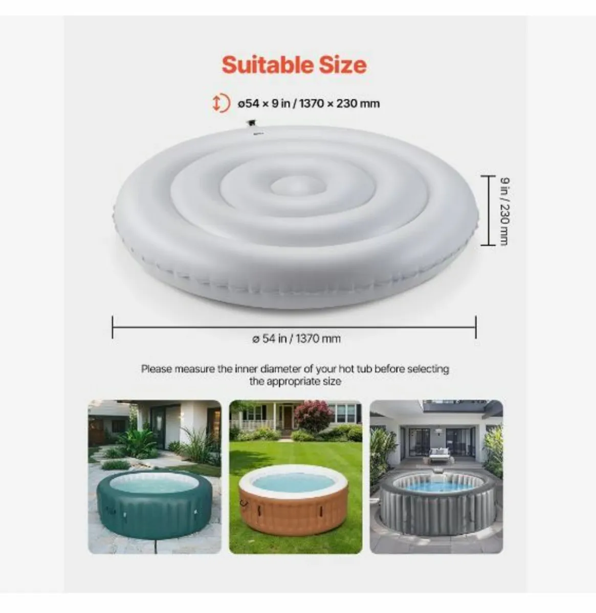 Inflatable Hot Tub Cover, 4.5 Ft / 137 cm - Image 2