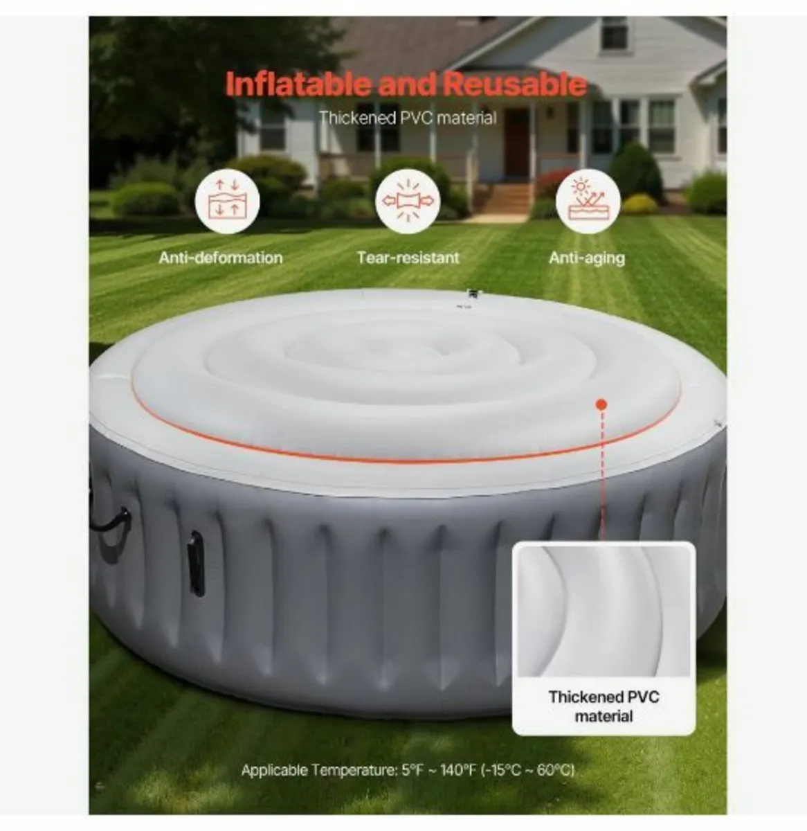 Inflatable Hot Tub Cover, 4.5 Ft / 137 cm - Image 3