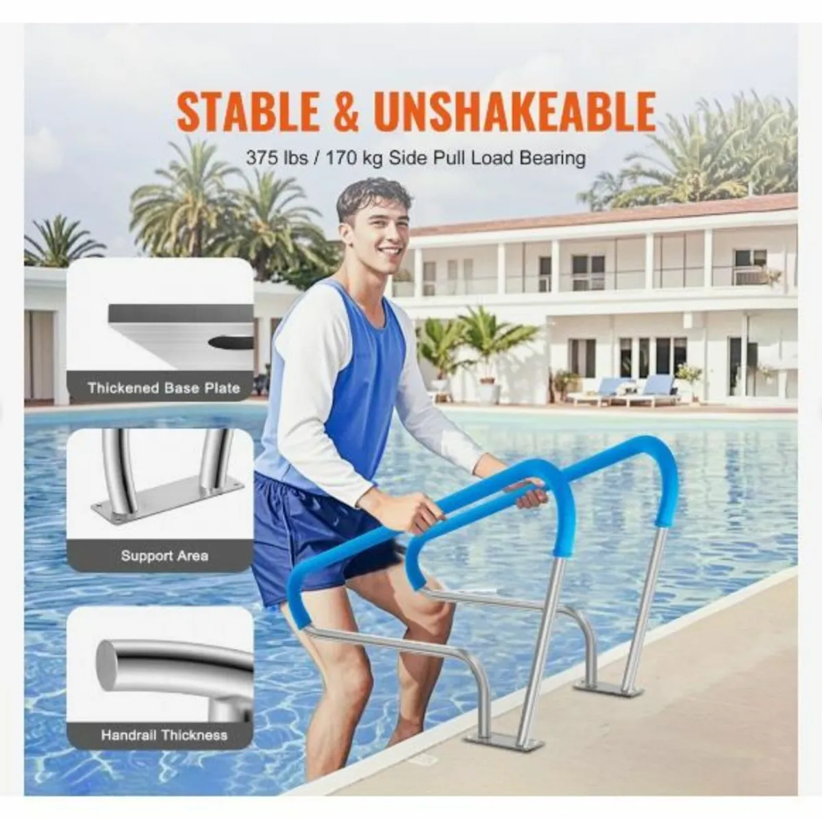 Pool Handrail, 2 PCS 48x36in Pool Railing - Image 2