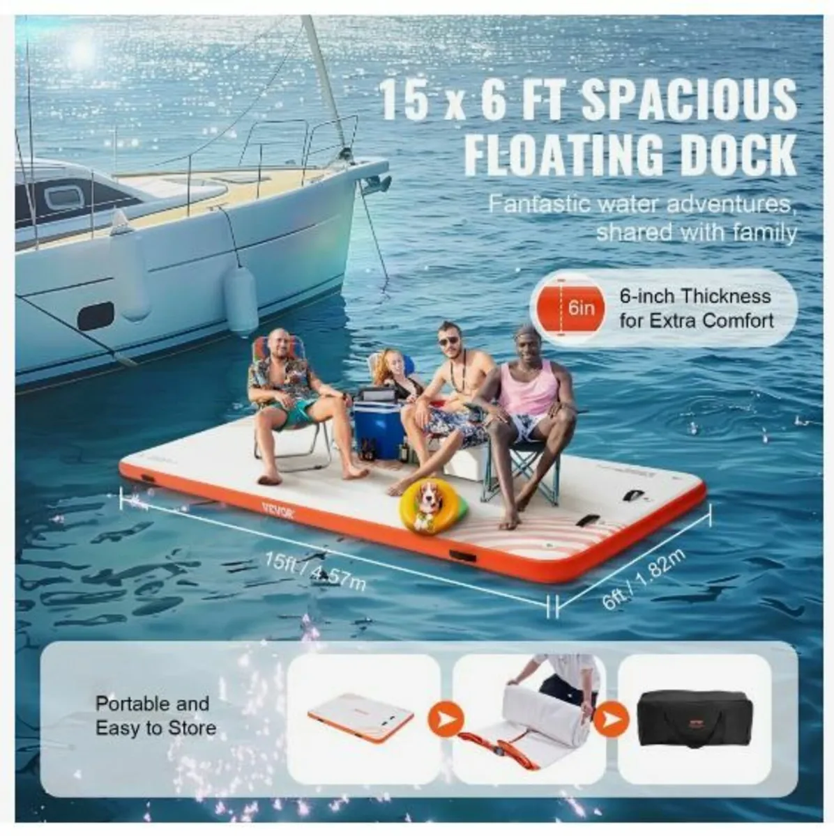 Inflatable Floating Dock, 15 x 6FT - Image 3