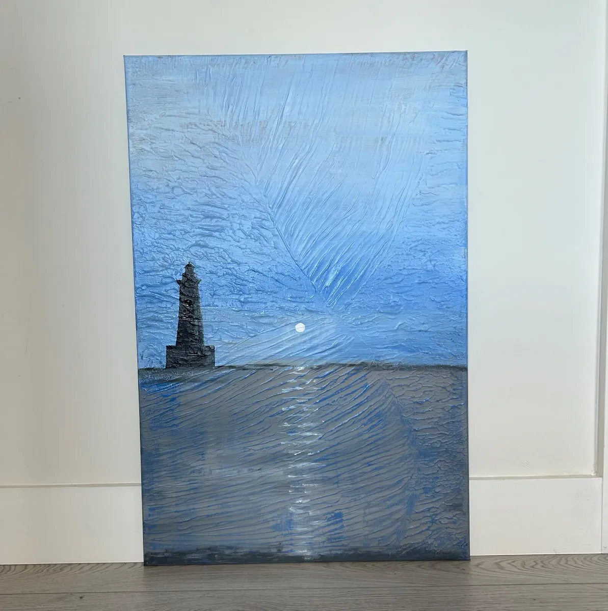 Lighthouse seascape painting - Image 1