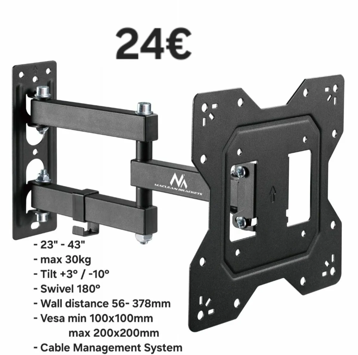 TV Wall Mount Bracket Tilt Swivel 23-43" - Image 1