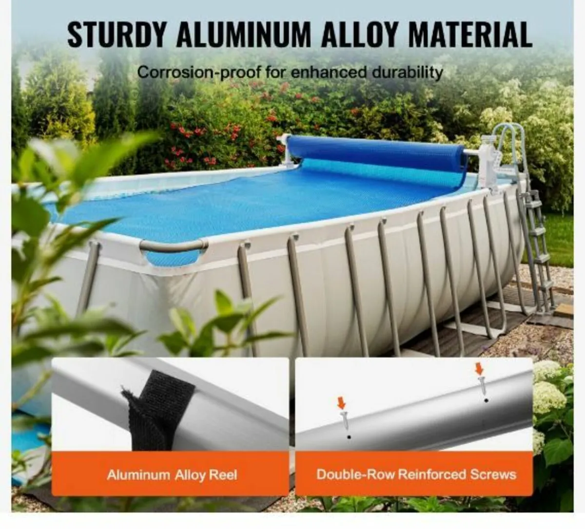 Pool Cover Reel, Aluminum Solar Cover Reel 20 ft - Image 3