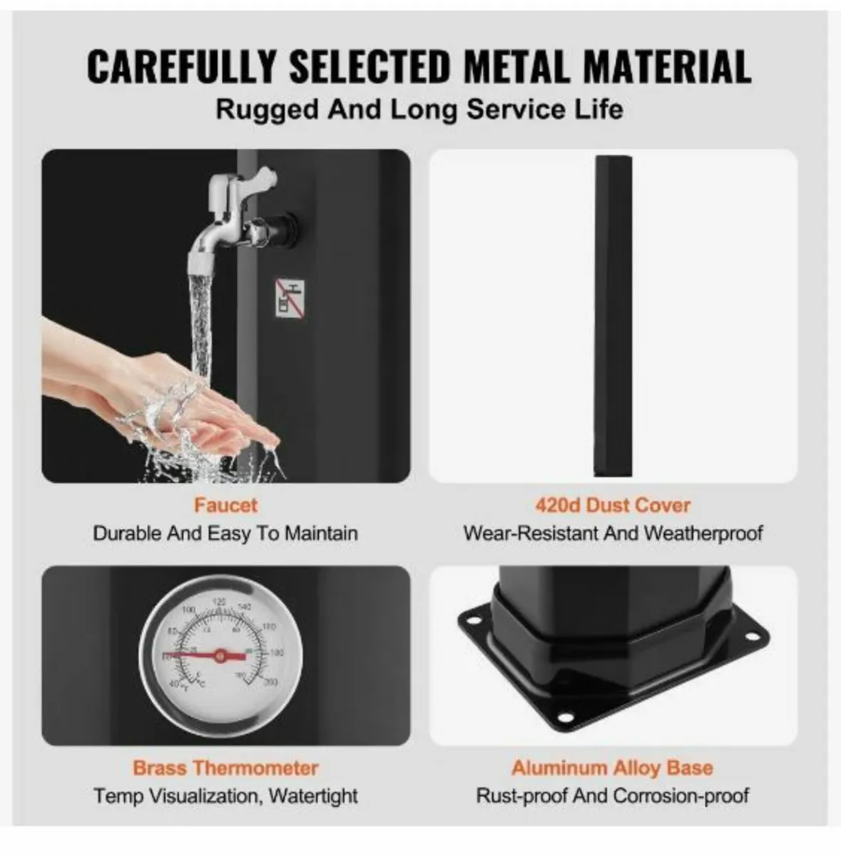 Outdoor Solar Heated Shower, 40L - Image 3