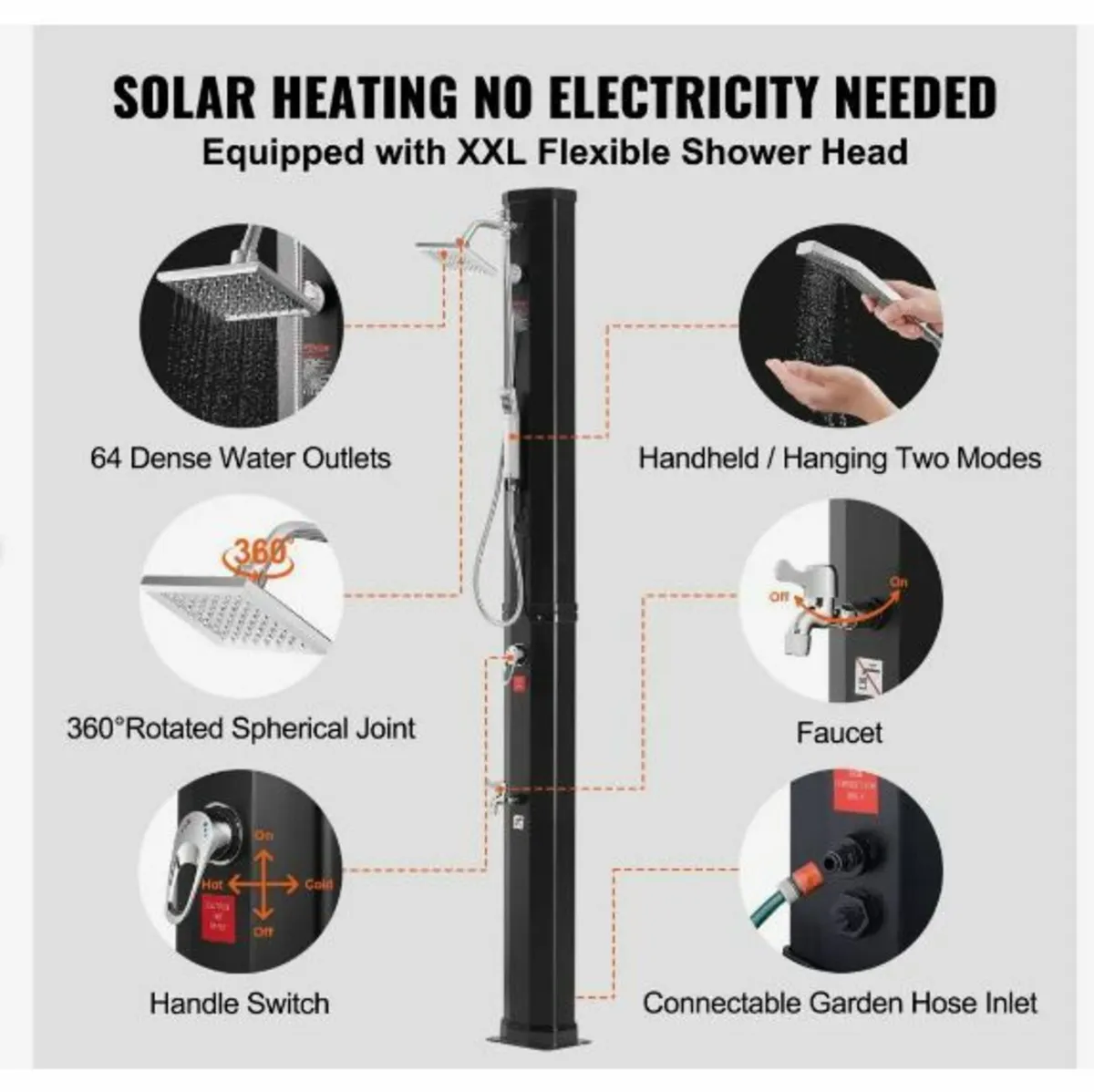Outdoor Solar Heated Shower, 40L - Image 4