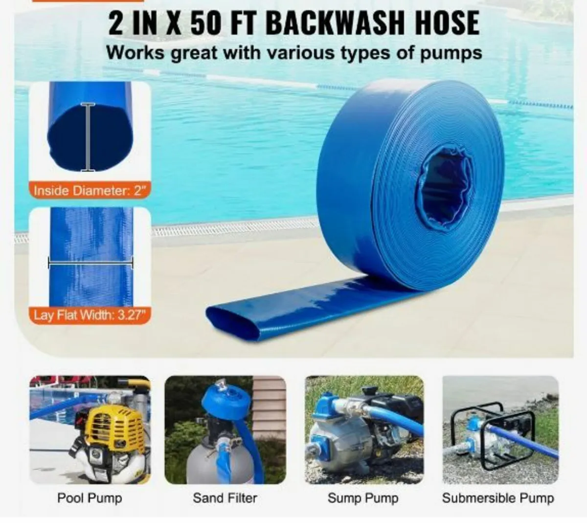 Backwash Hose, 2 in x 50 ft - Image 2