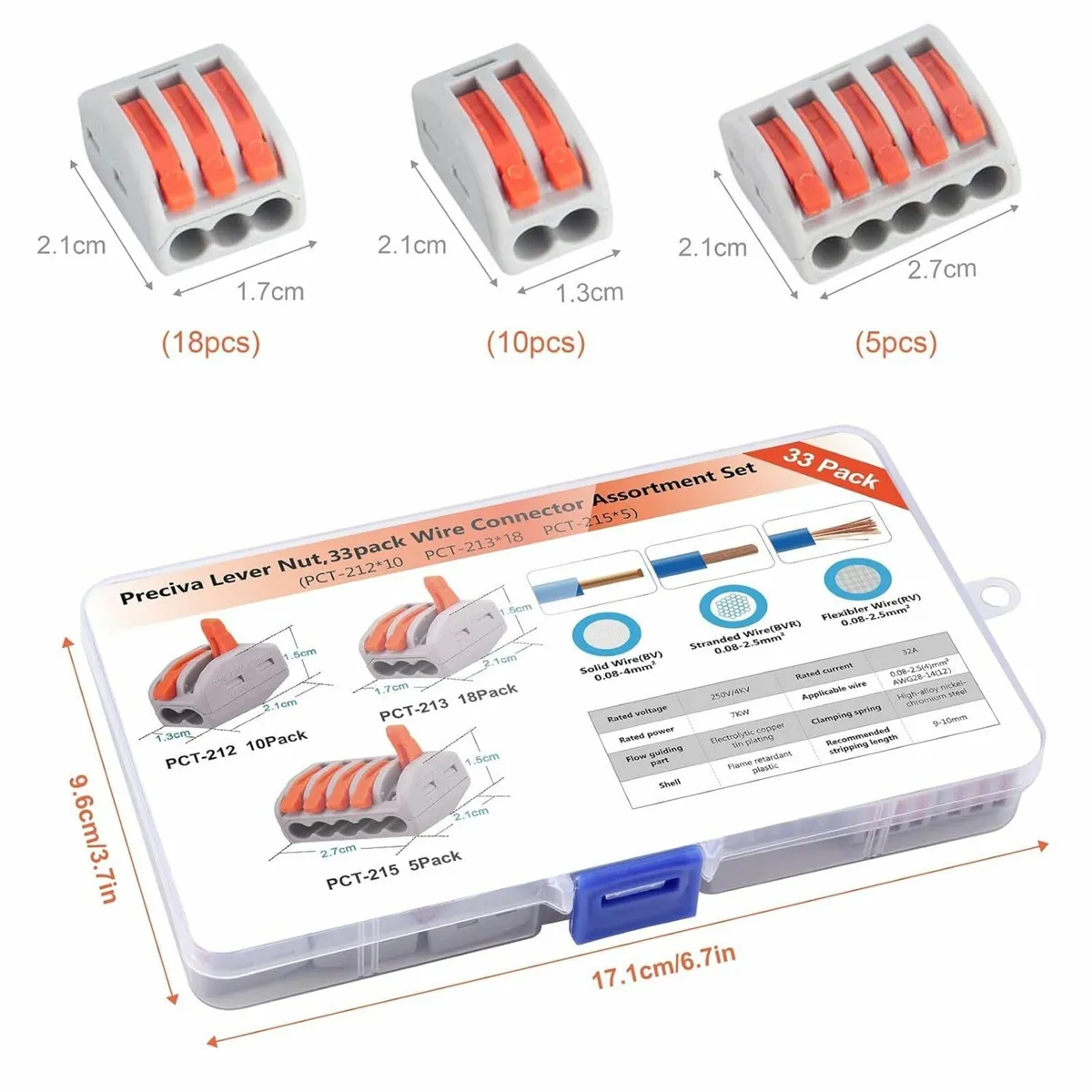 Compact Wire Connectors, Preciva 33pcs Push Fit El
