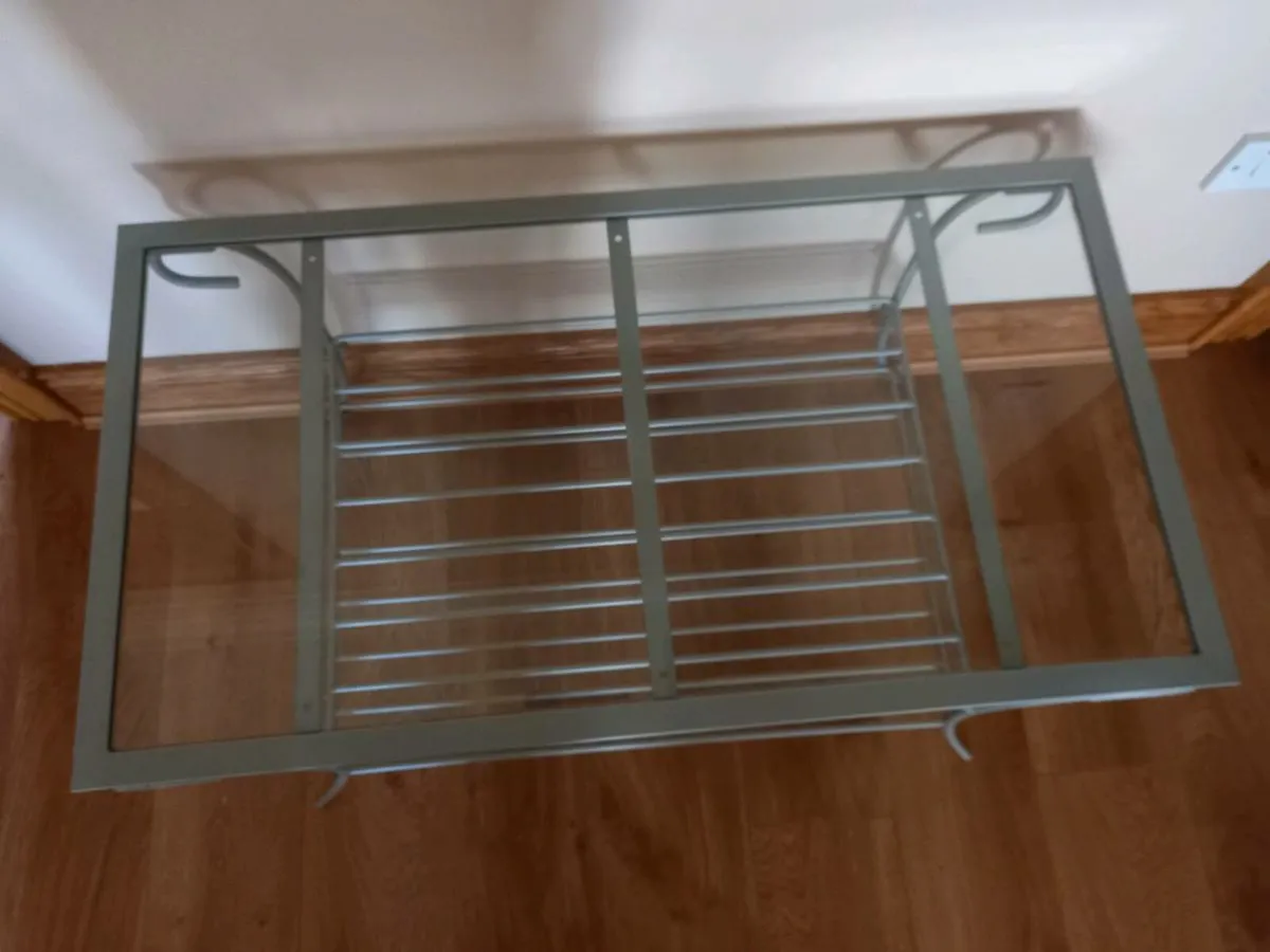 Glass Metal Framed Coffee Table - Image 2