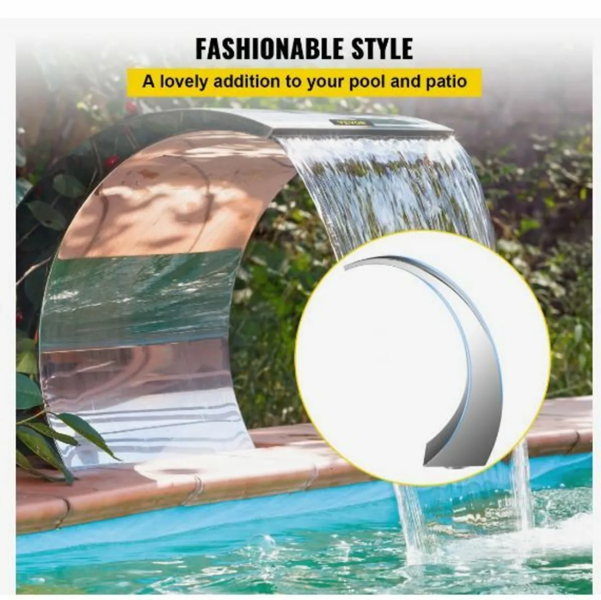 Pool Waterfall Fountain Stainless Steel - Image 1