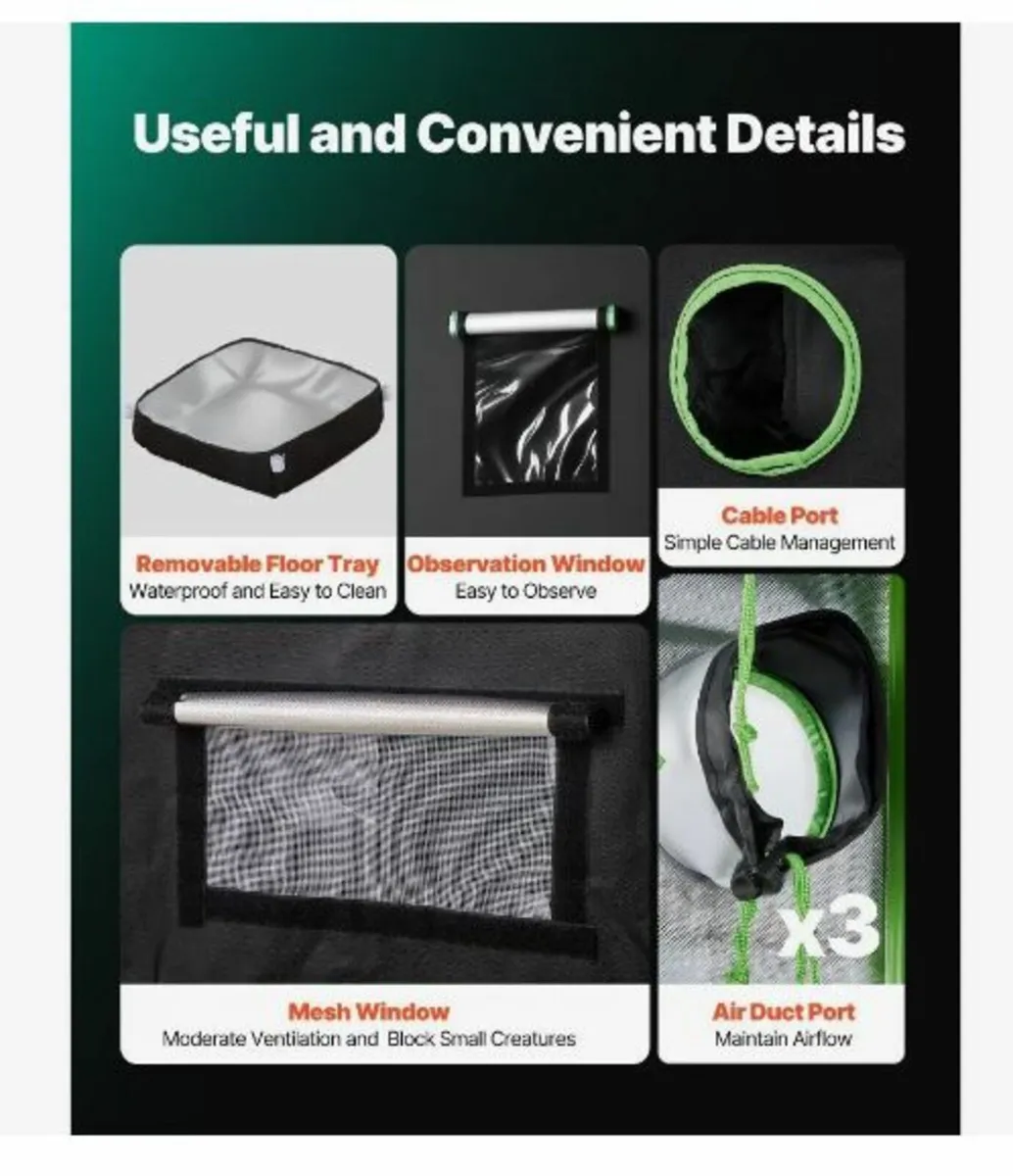 Indoor Grow Tent, 80 x 80 x 180 cm - Image 4