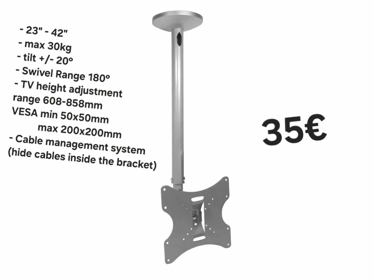 Tv Ceiling Mount Bracket Swivel Tilt 23"-42" - Image 1