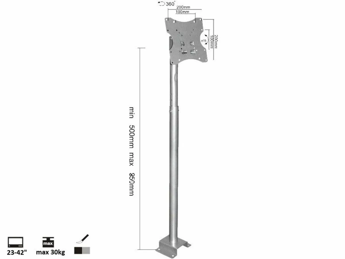 Tv Ceiling Mount Bracket Swivel Tilt 23"-42" - Image 3