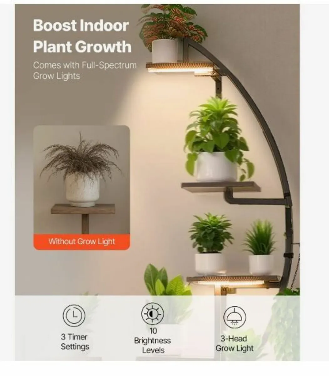 Plant Stand Indoor with Grow Lights, 166.5cm - Image 4