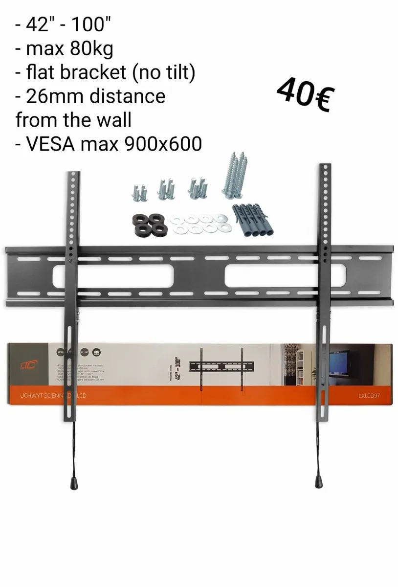 Tv Wall Mount Bracket Flat Slim Fixed  42" - 100" - Image 1