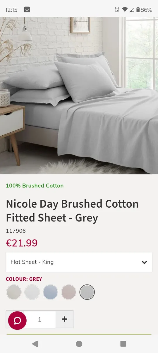 New Cotton flat sheet grey