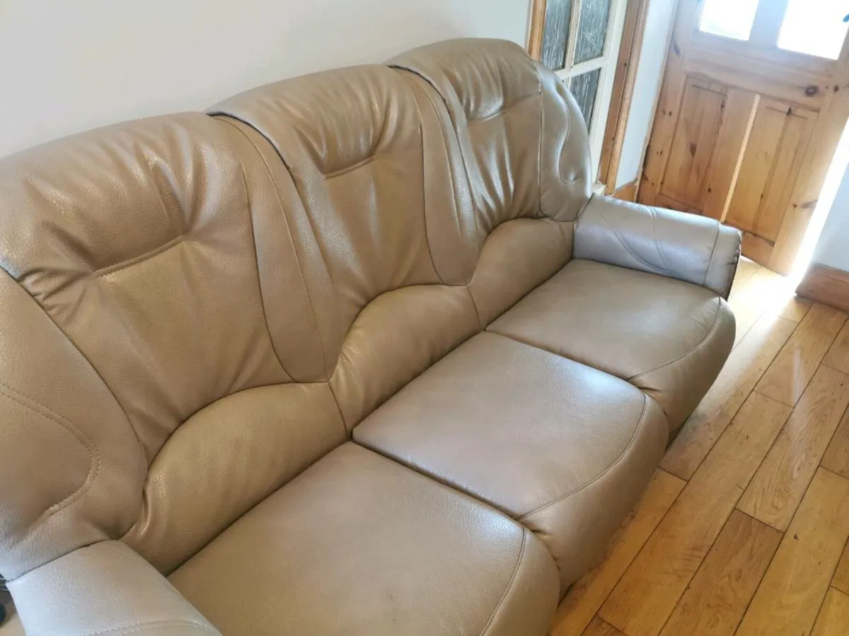 Italian leather sofa and armchair - Image 2