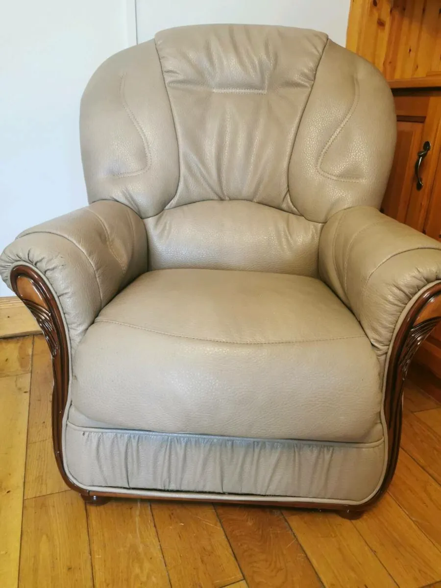 Italian leather sofa and armchair - Image 3