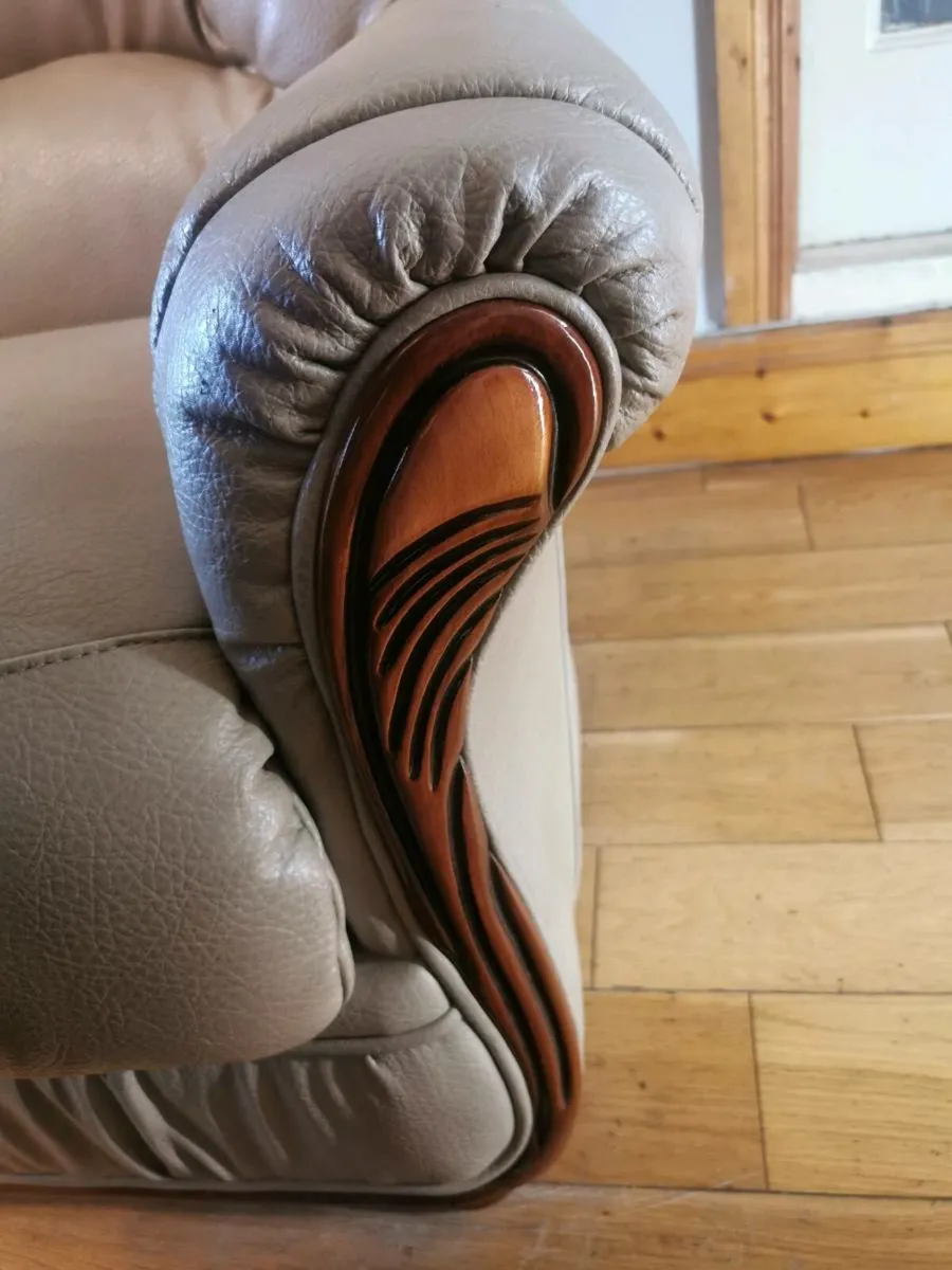 Italian leather sofa and armchair - Image 4