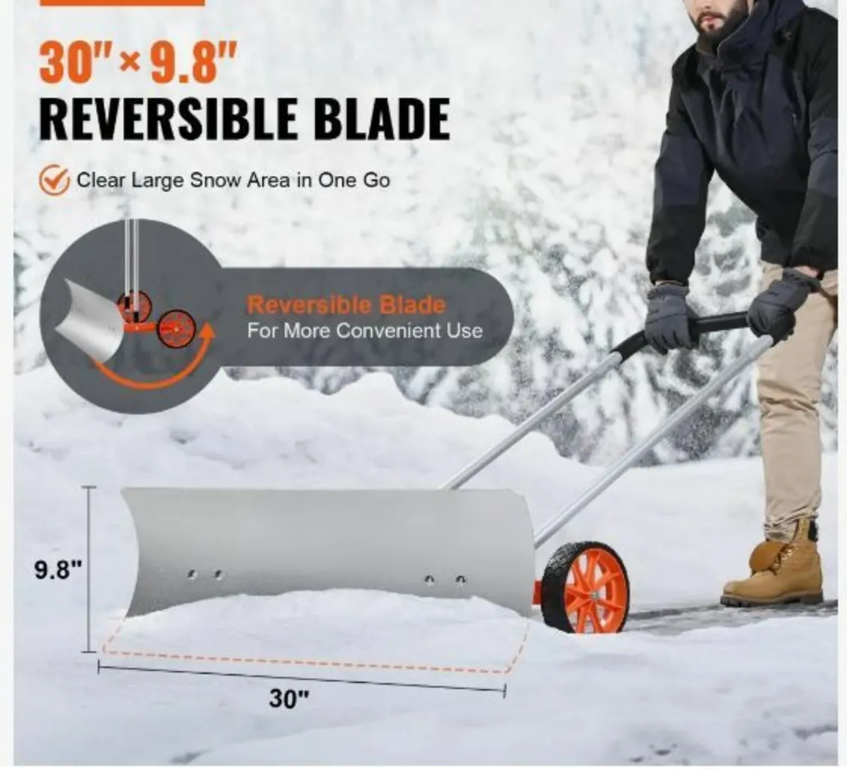 Snow Shovel with Wheels, 30 inch - Image 3