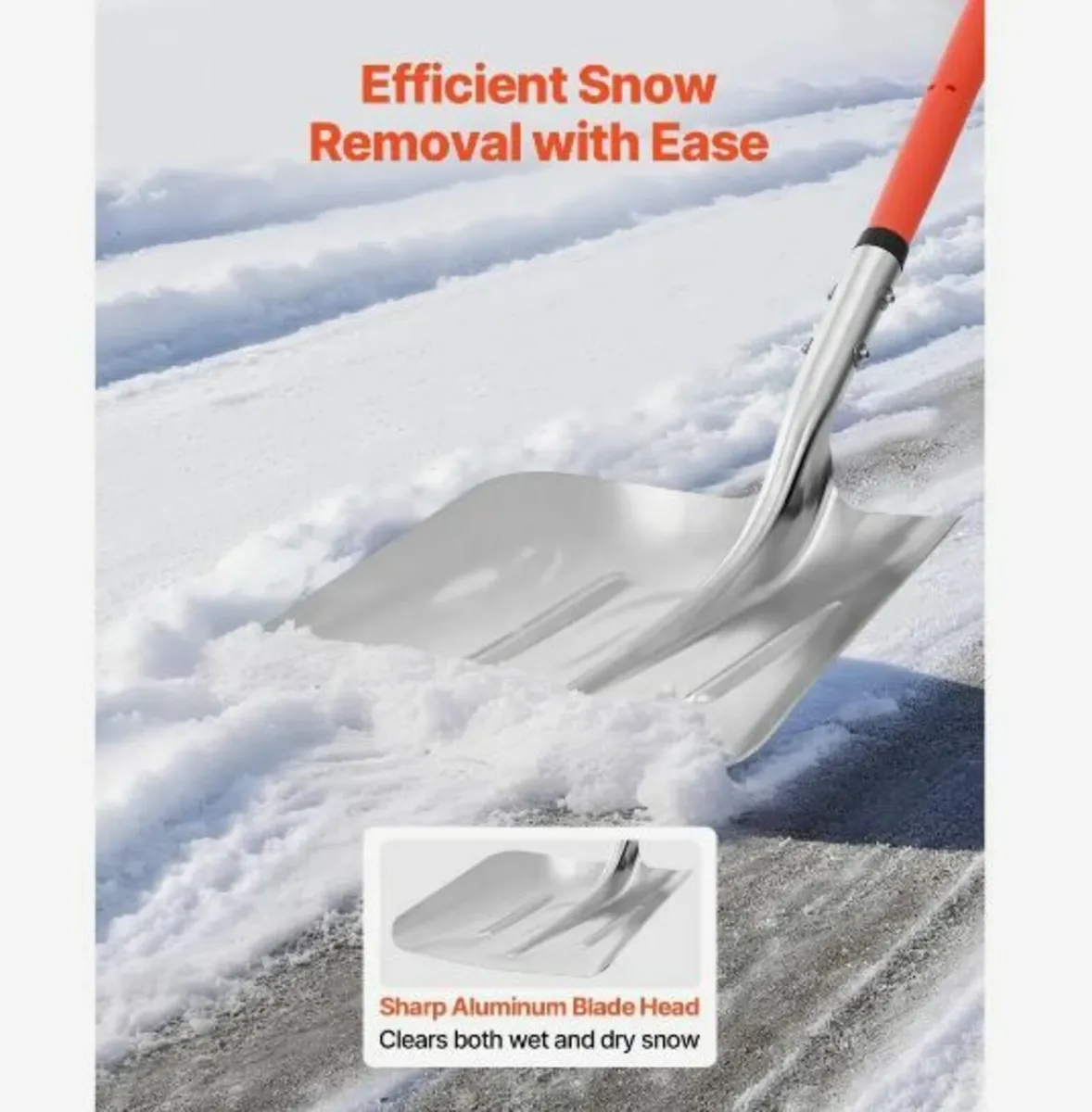 Snow Shovel for Driveway, 35cm Wide Aluminum - Image 2