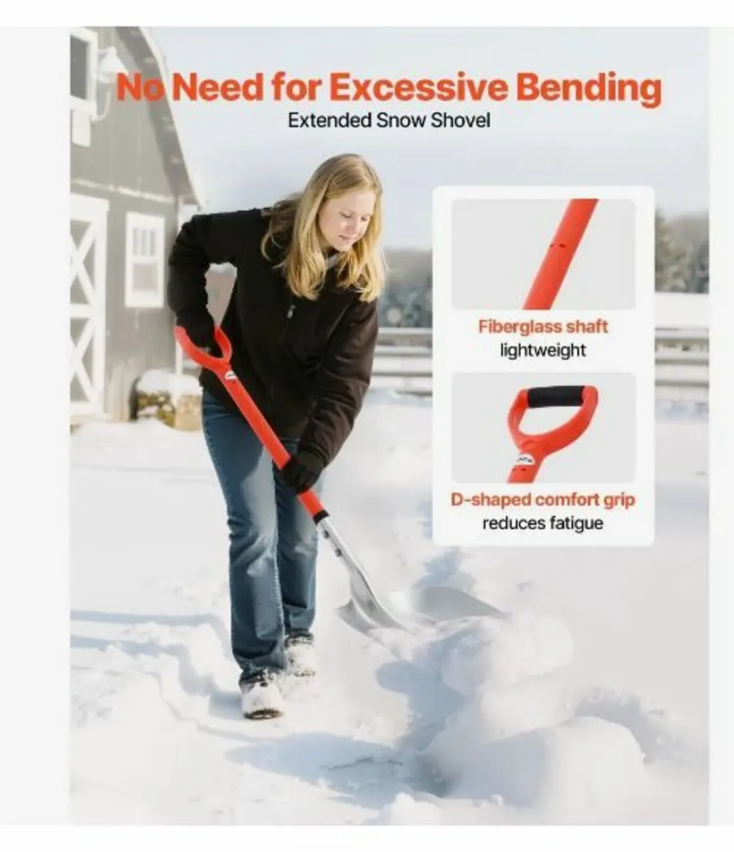 Snow Shovel for Driveway, 35cm Wide Aluminum - Image 4