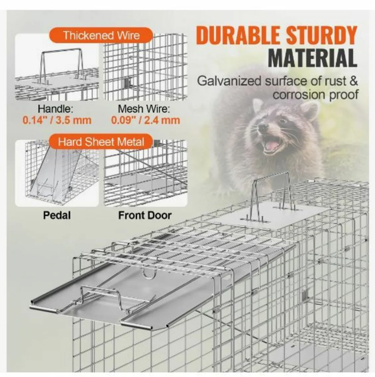 Live Animal Cage Trap, 79 x 25 x 30.5 cm - Image 2