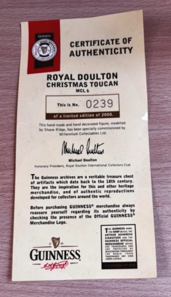 Royal Doulton GUINNESS Christmas Toucan..Limited . - Image 4