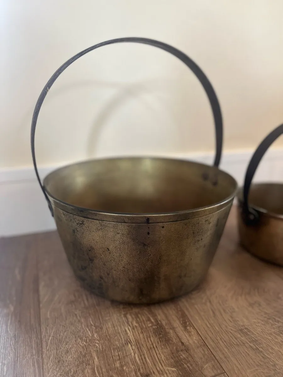 Antique Set of English Brass Preserving Pots - Image 2