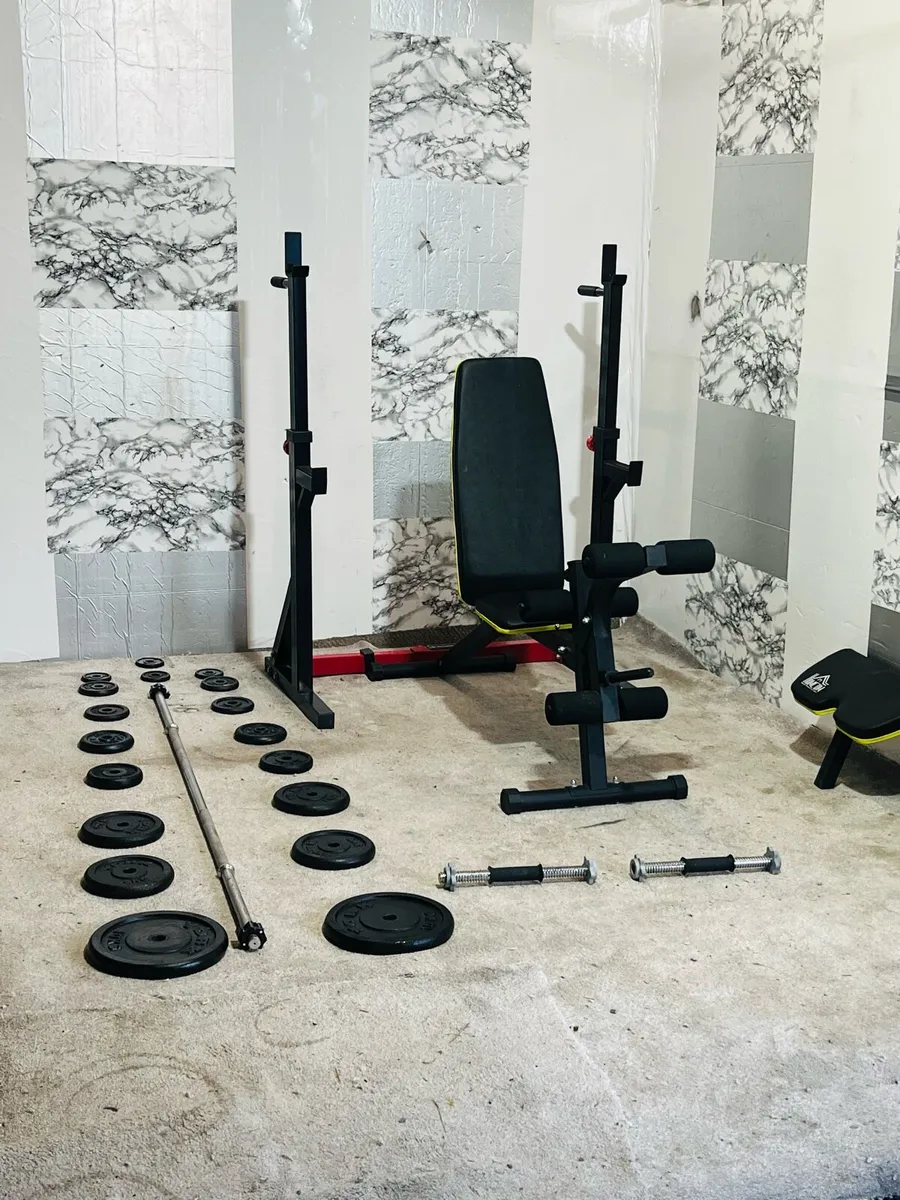 STEEL WEIGHTS BARBELL DUMBBELLS RACK BENCH - Image 4