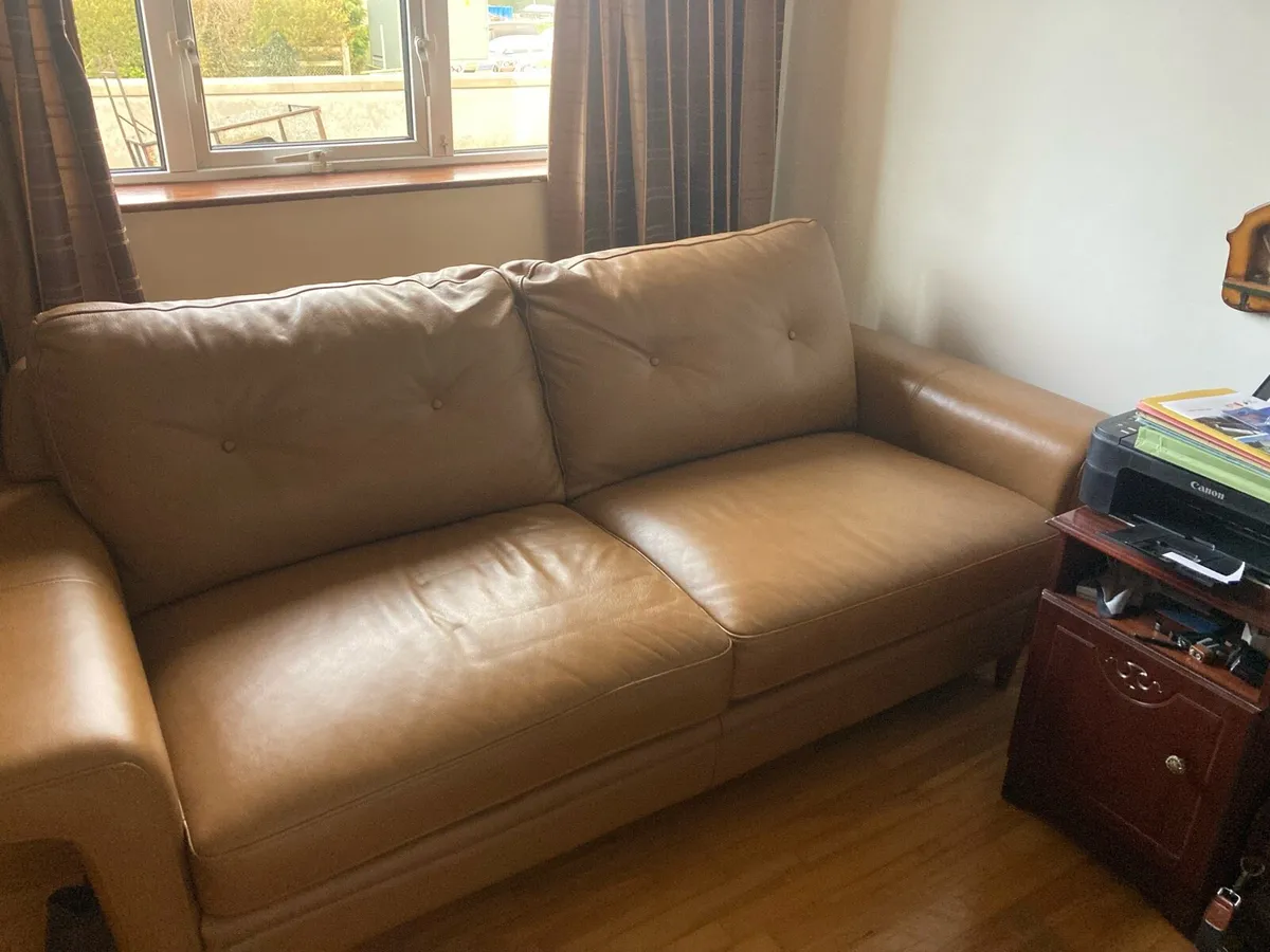 Leather 3 Seater Mustard colour Couch - Image 2