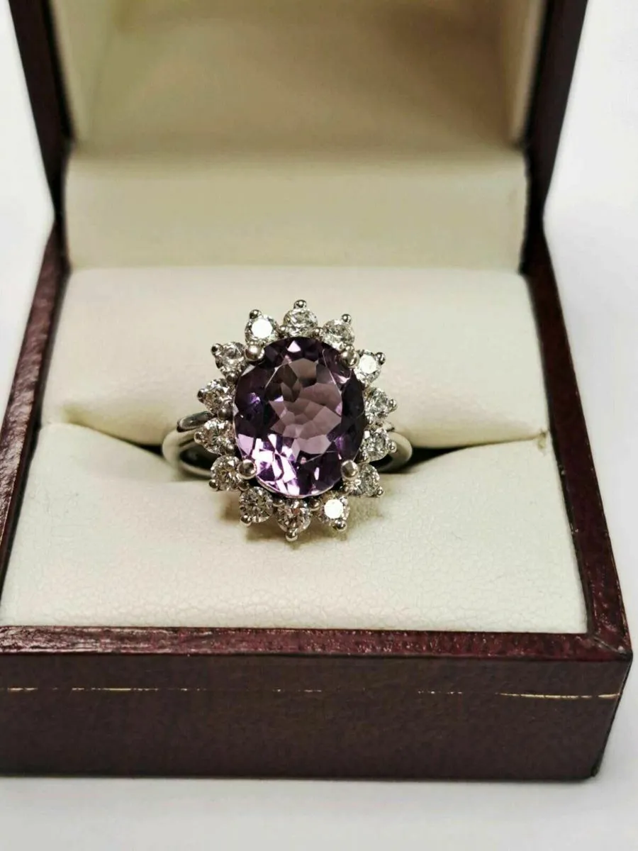 9K White Gold Amethyst Ring 9CT - Image 1