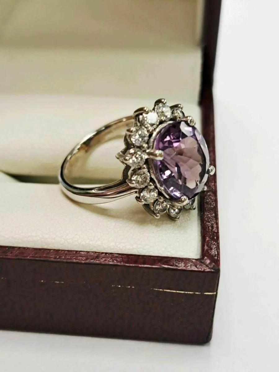 9K White Gold Amethyst Ring 9CT - Image 3