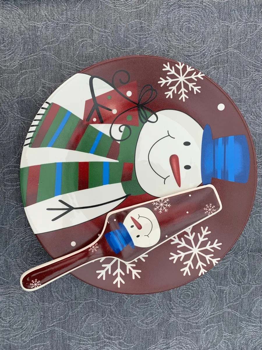 Vintage Christmas Ceramic Plate and Server - Image 3