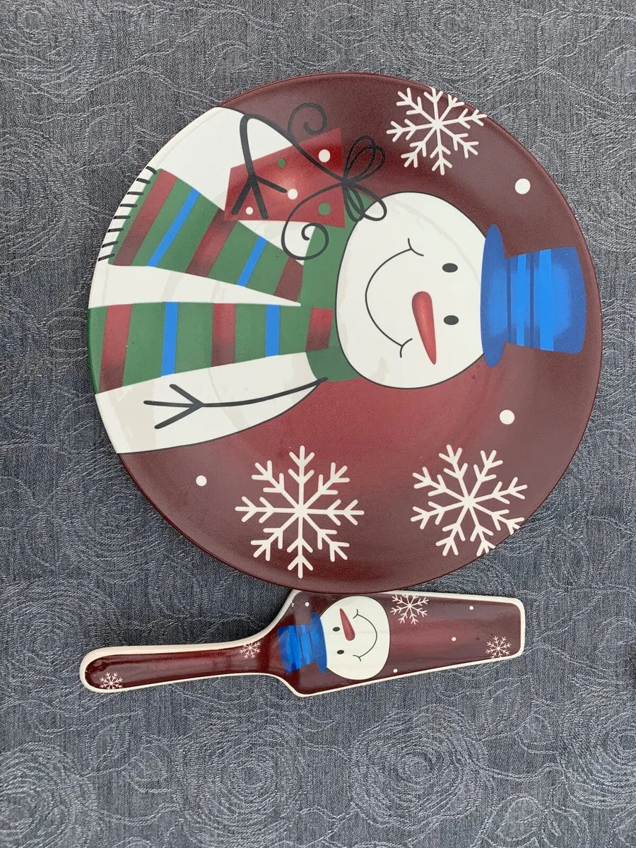 Vintage Christmas Ceramic Plate and Server - Image 1