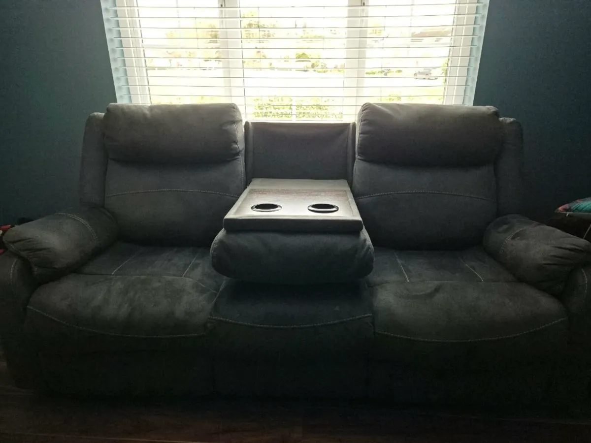 Sofa CharcoalGrey recliner, cup holder.3+2 seater - Image 1