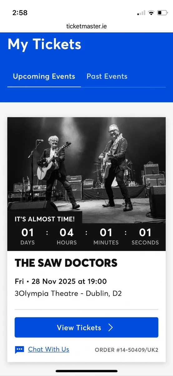 Saw Doctors ticket for tomorrow Friday the 28th