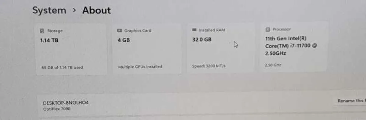 Dell OptiPlex 7090 SFF - High-Performance Desktop PC Intel Core i7-11700 | 32GB DDR4 3200MHz | 1.25TB Storage | RX 550 4GB GPU Windows 11 Pro Activated | WiFi + Bluetooth - Image 2
