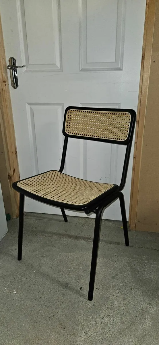 Dining Chair Black and Rattan - Image 1