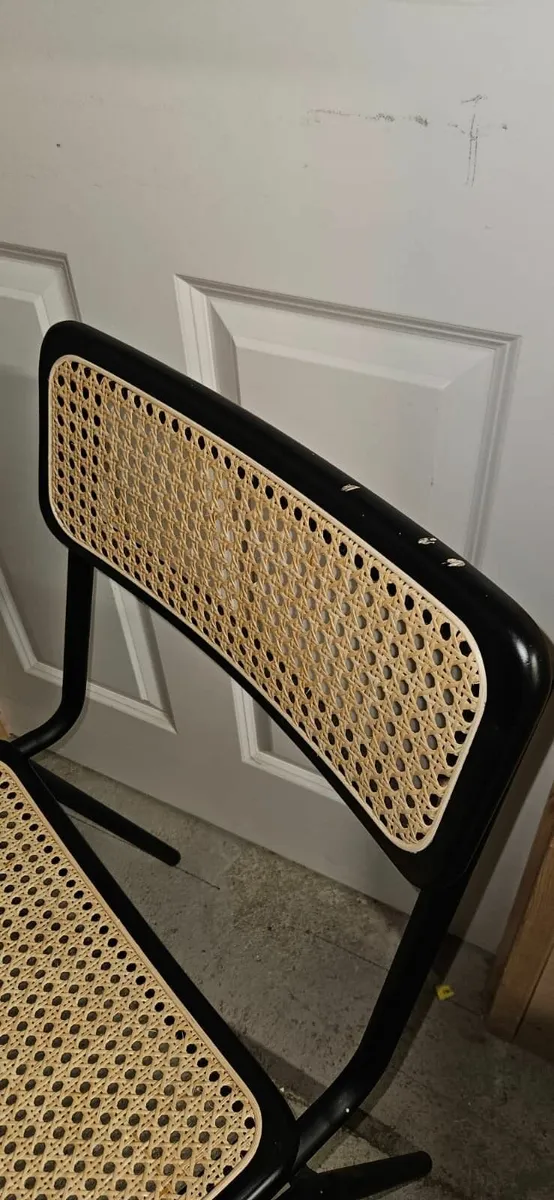 Dining Chair Black and Rattan - Image 2