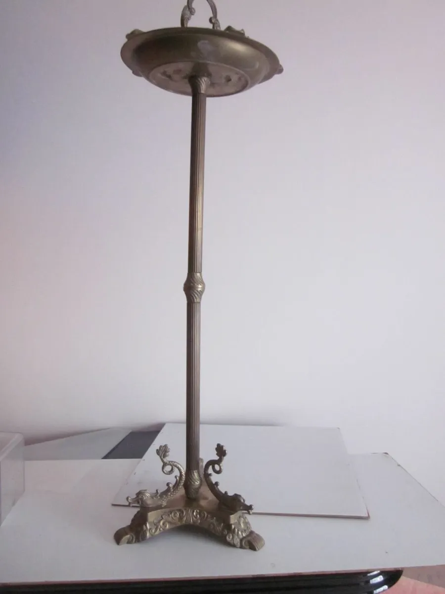 Antique Embossed Brass Ornate Standing  Ashtray - Image 4