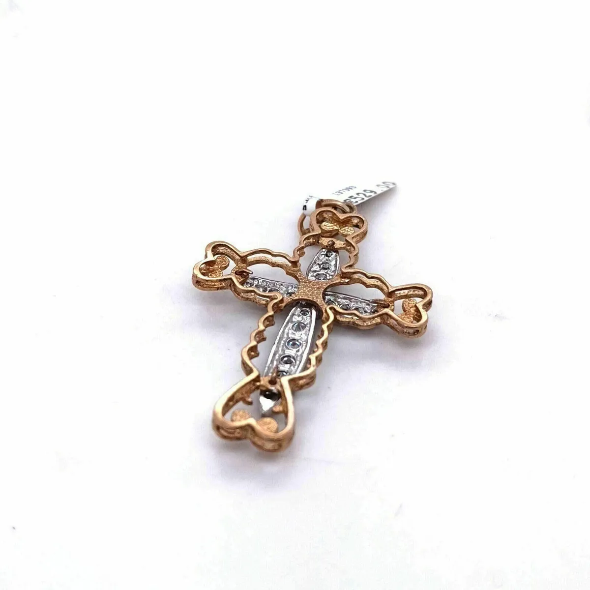 Large Fancy Cross 9k Gold & Zirconias - Image 3